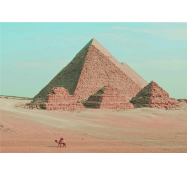 Fototapet de oraș cu imagini de piramide și cămile - TenStickers