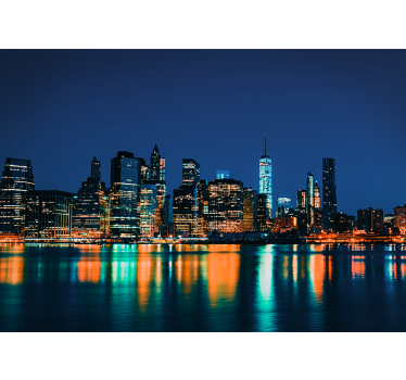 New york skyline noaptea tapet mural new york - TenStickers
