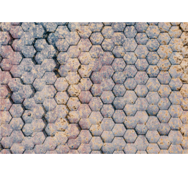 Tapet mural 3d cu model industrial bloc hexagonal - TenStickers