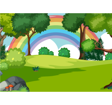 Tapet junglă peisaj de pădure curcubeu - TenStickers