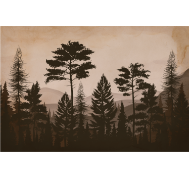 Tapet mural de pădure în stil scandinav în culori calde - TenStickers