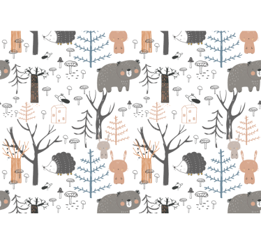 Tapet mural padure scandinava cu animale padure - TenStickers