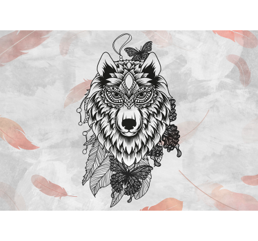 Lup boem cu pene tapet mural modern - TenStickers