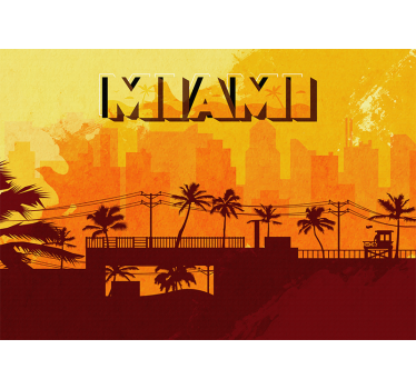 Fototapet de oraș apus peste orizontul miami - TenStickers