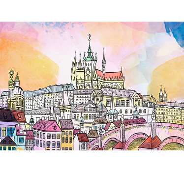 Fototapet de oraș vedere de la castelul praga - TenStickers