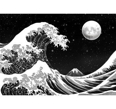 Fototapet artă clasică val japonez de kanagawa noaptea - TenStickers