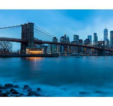 Fototapet New York peisajul nocturn de podul brooklyn - TenStickers