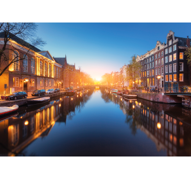 Fotomural amsterdam amurg canalul de amsterdam - TenStickers