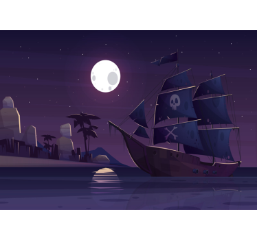 Nava piratelor noaptea picturi murale pentru copii - TenStickers
