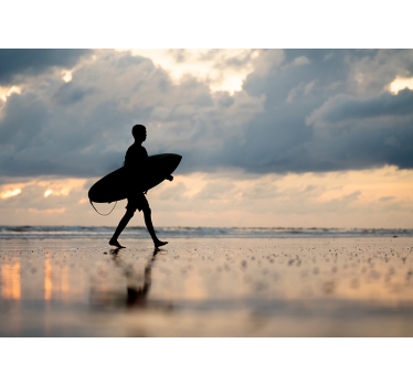 Pictură murală peisaj siluetă surfer - TenStickers