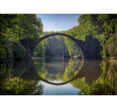 Fototapet peisaje reflectarea podului arcuit - TenStickers