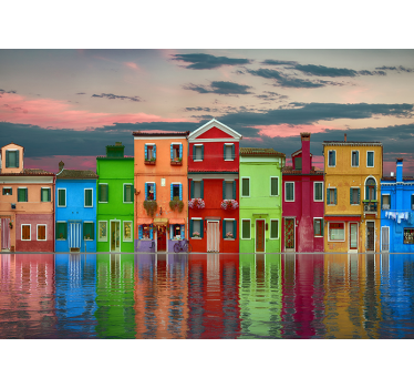 Rând de case colorate tapet mural subacvatic - TenStickers