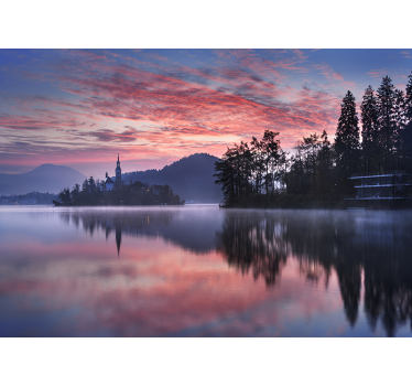 Apus de soare cu lac peisaj mural - TenStickers