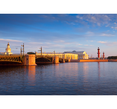 Fototapet de oraș apus peste podul din sankt petersburg - TenStickers