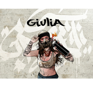 Femeie graffiti backround cu picturi murale personalizate - TenStickers