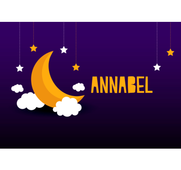 Cer de noapte cu lună și stele picturi murale personalizate - TenStickers