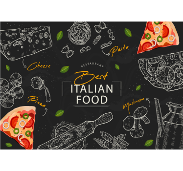 Tapet mural pictograma mâncare italiană - TenStickers