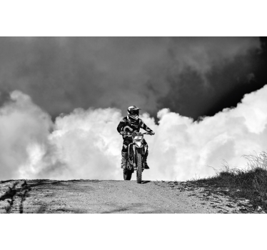 Fum întuneric murale de motocross alb-negru - TenStickers