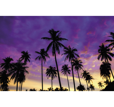 Pictură murală de siluetă de palmieri copac violet - TenStickers
