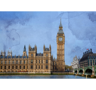 Muralul râului tamisa și big ben londra skyline - TenStickers