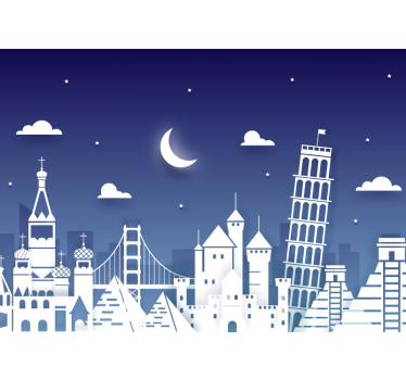 Fototapet de oraș silueta reperelor celebre - TenStickers