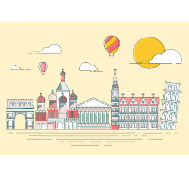 Fototapet de oraș cu siluete de repere celebre - TenStickers