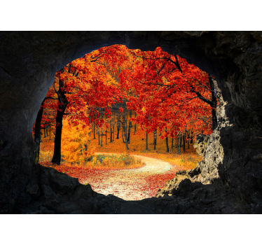 Păduri fototapet perspectiva potecii de toamnă - TenStickers