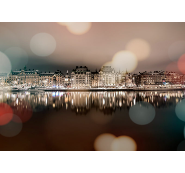 Tapet mural din orașul stockholm la noapte - TenStickers
