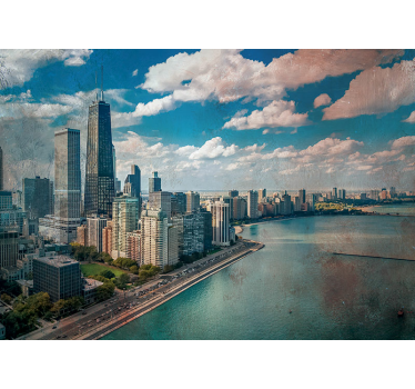 Fototapet de oraș perspectiva orizontului din chicago - TenStickers