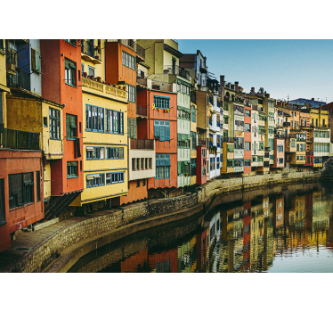 Fototapet de oraș case colorate de pe malul râului - TenStickers