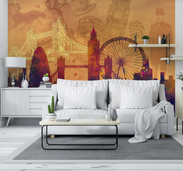 Abstract skyline londra tapet mural mural modern - TenStickers