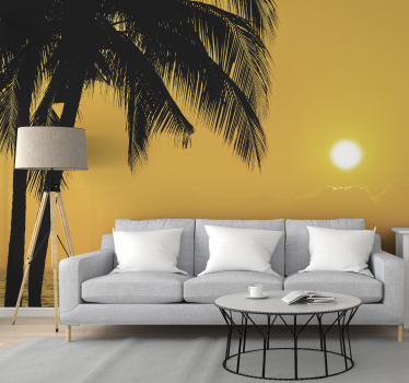 Apus de soare frumos cu palmieri sub mare mural de perete - TenStickers