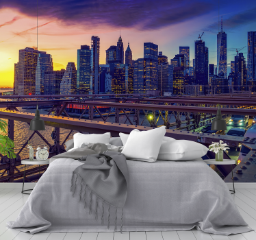 Apus de soare new york city bridge mural - TenStickers