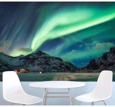 Aurora boreală în fototapetmurale de iarnă - TenStickers