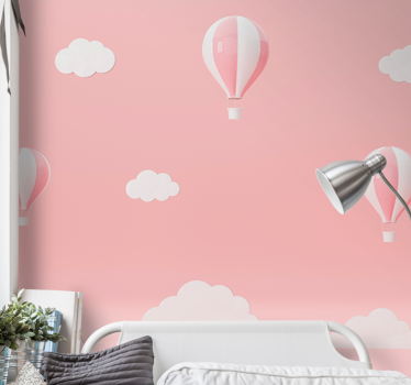 Baloane plutesc fototapetpentru copii de culoare roz - TenStickers