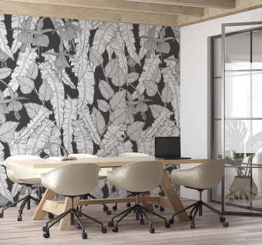 Birouri fototapet design gri pădure tropicală - TenStickers
