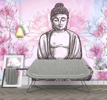 Buddha înconjurat de tapet foto zen orhidee - TenStickers