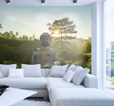 Buddha meditând în peisaj natural peisaj mural - TenStickers