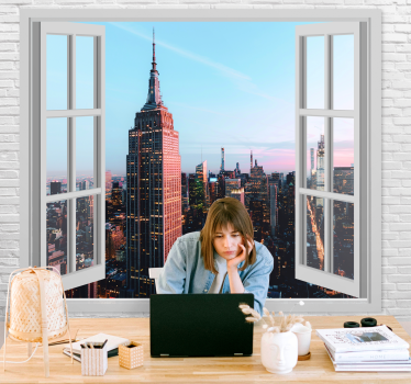 Deschide fereastra tapet mural din new york - TenStickers