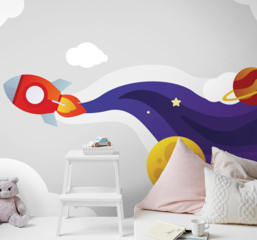 Desene animate lansarea rachetei in spatiu fototapetcopii - TenStickers