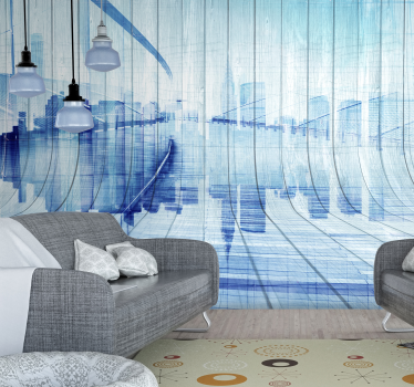 Efect de lemn oraș orizontal oraș mural mural - TenStickers
