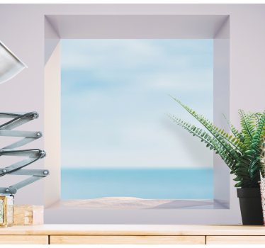 Fereastră acoperiș vedere la mare tapet mural 3d - TenStickers