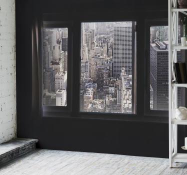 Fereastră vedere new york skyline mural - TenStickers