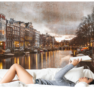 Fotomural amsterdam vedere canal amsterdam - TenStickers