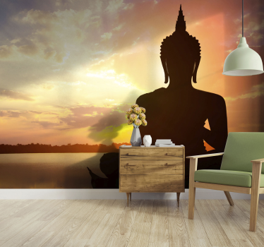 Fototapet buddha silueta buddha la apus - TenStickers