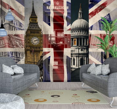 Fototapet camera de zi colaj de icoane de la londra - TenStickers
