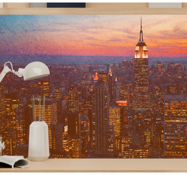Fototapet de oraș apus de soare empire state - TenStickers
