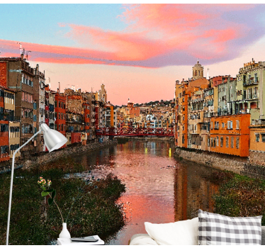 Fototapet de oraș apus la râul girona - TenStickers