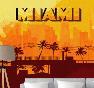 Fototapet de oraș apus peste orizontul miami - TenStickers