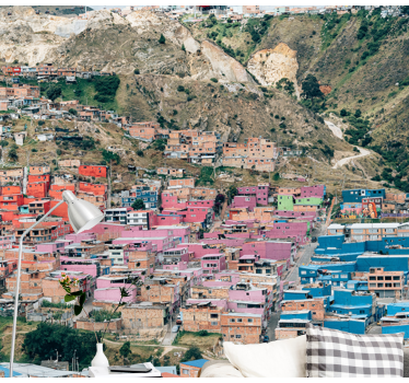 Fototapet de oraș case colorate pe dealuri - TenStickers